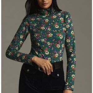 Anthropologie floral turtleneck